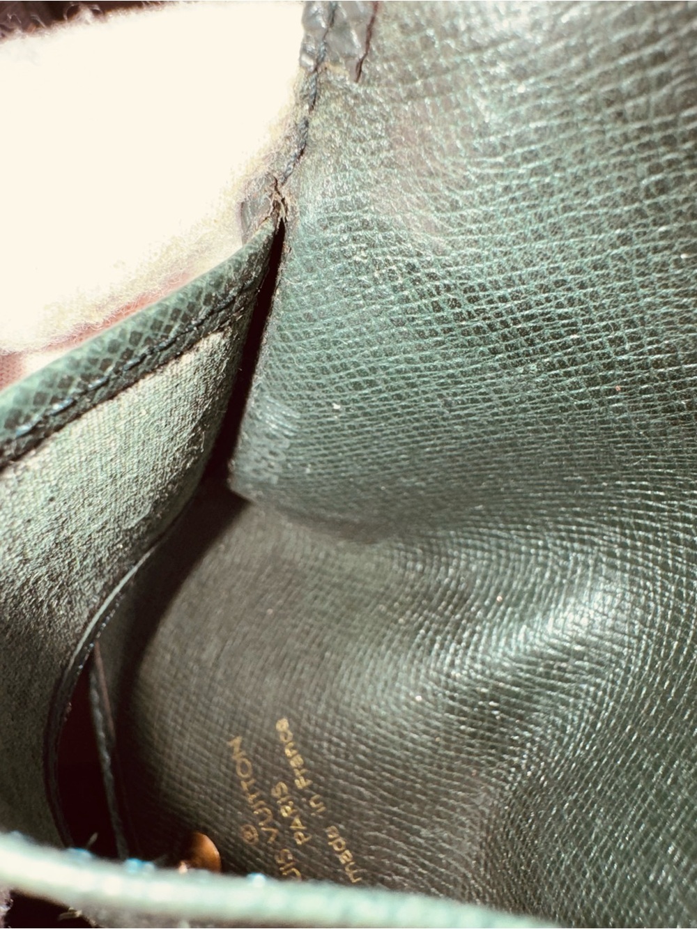 Louis Vuitton green leather wallet, key case card holder vintage - Picture 11 of 13